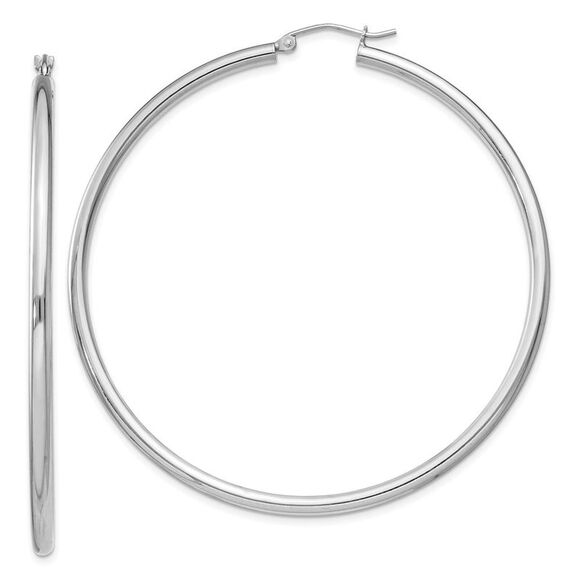 2.5mm Sterling Silver, X-Large Round Hoop Earrings, 60mm (2 3/8 In) - Picture 1 of 5